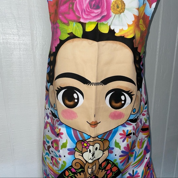 Frida Khalo Kitchen Apron Fridita Mandil Playful handmade Adult Pockets garment* - Picture 4 of 10